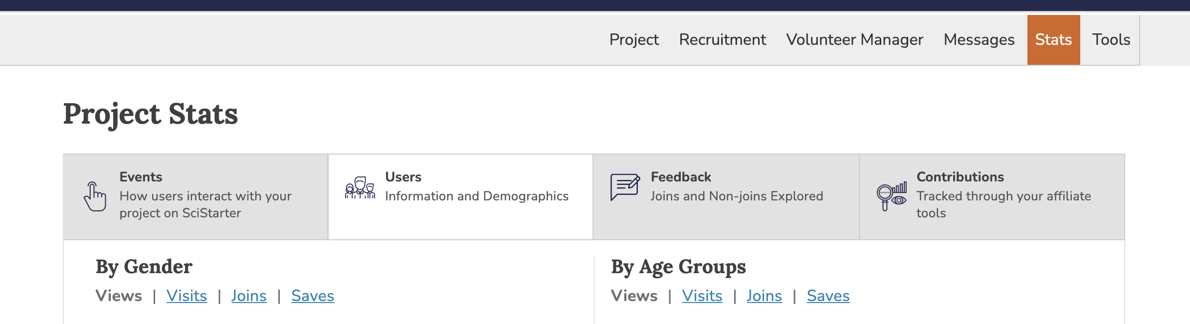 SciStarter Affiliate Project Dashboard