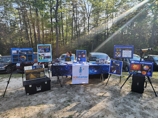 A display showing citizen science projects through SciStarter.