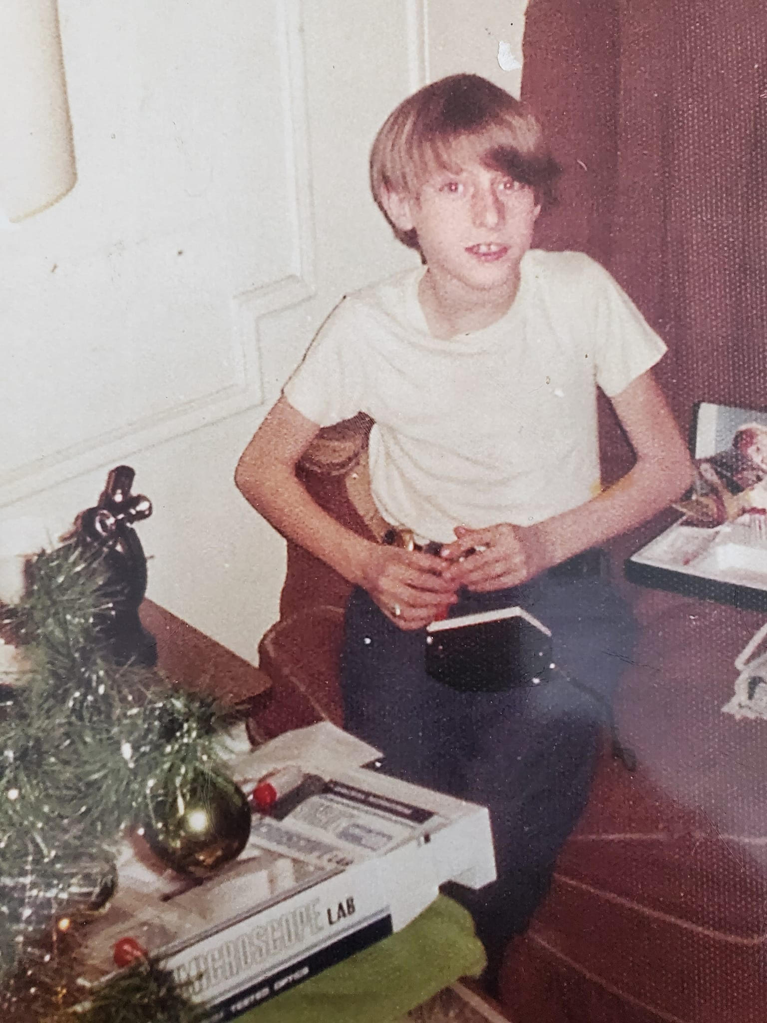 A young Webster with a new microscope