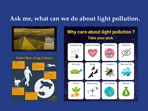 A slide showing the negative effects of light pollution.