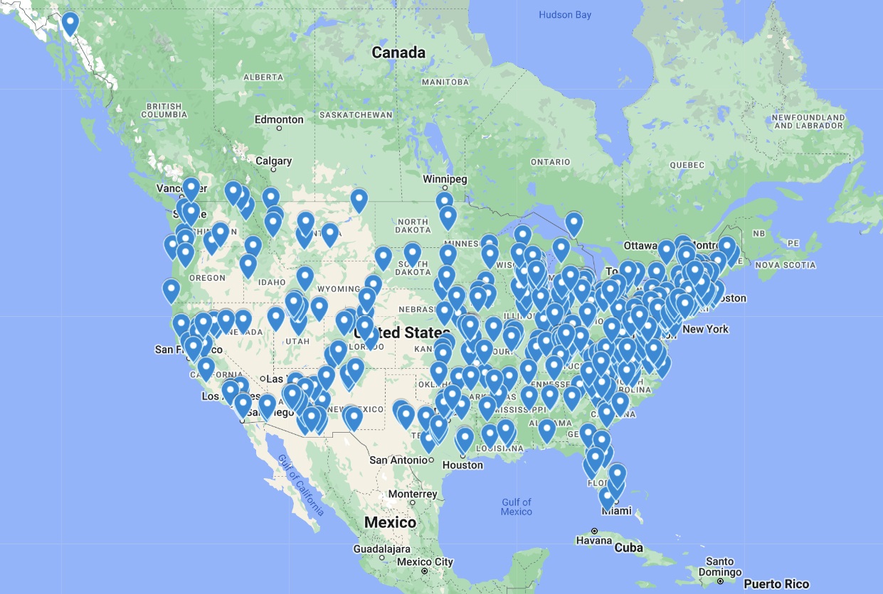 Map of the Citizen and Community Science Library Network