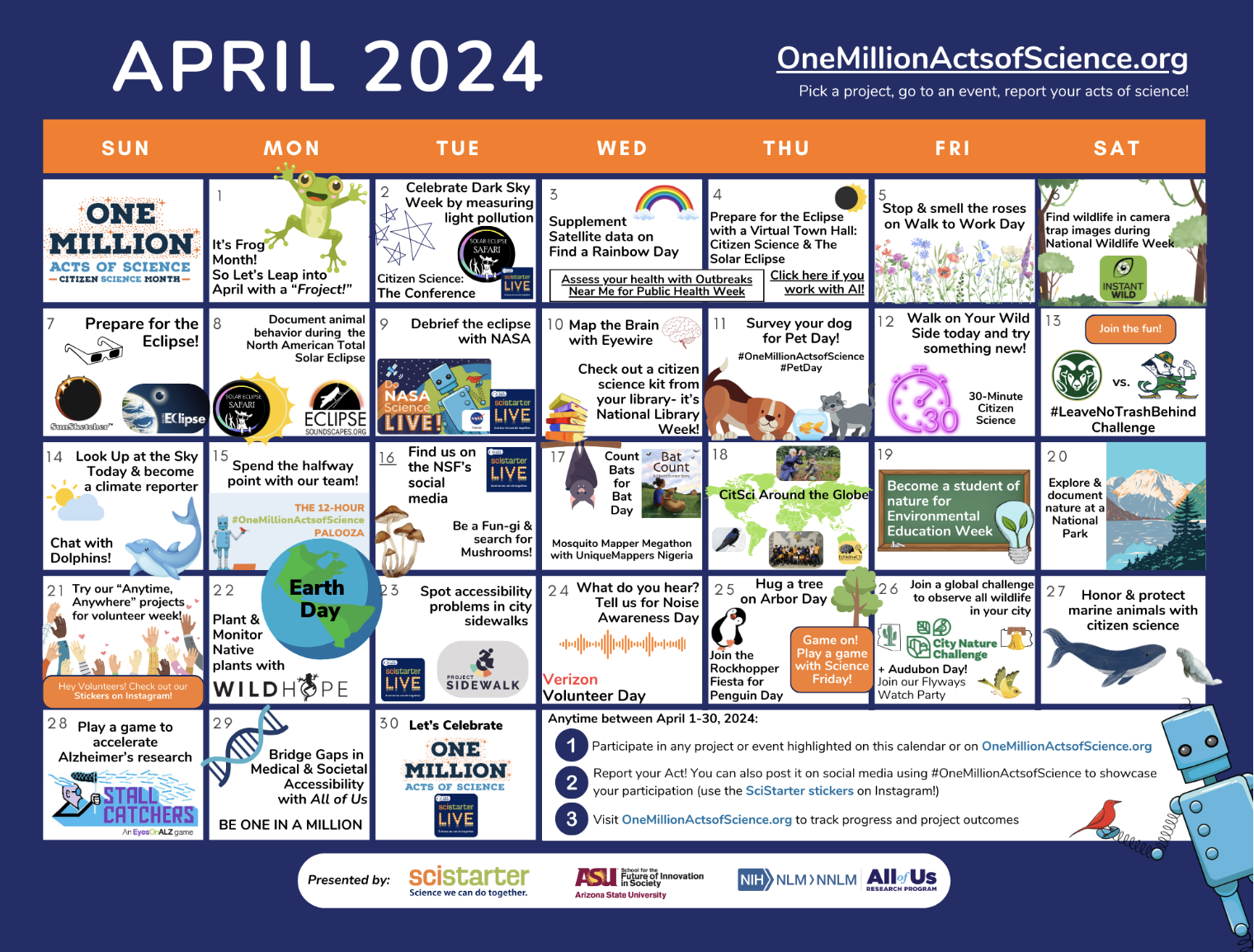 calendar of events for April 2024