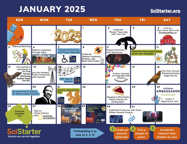 January 2025 Calendar of SciStarter events