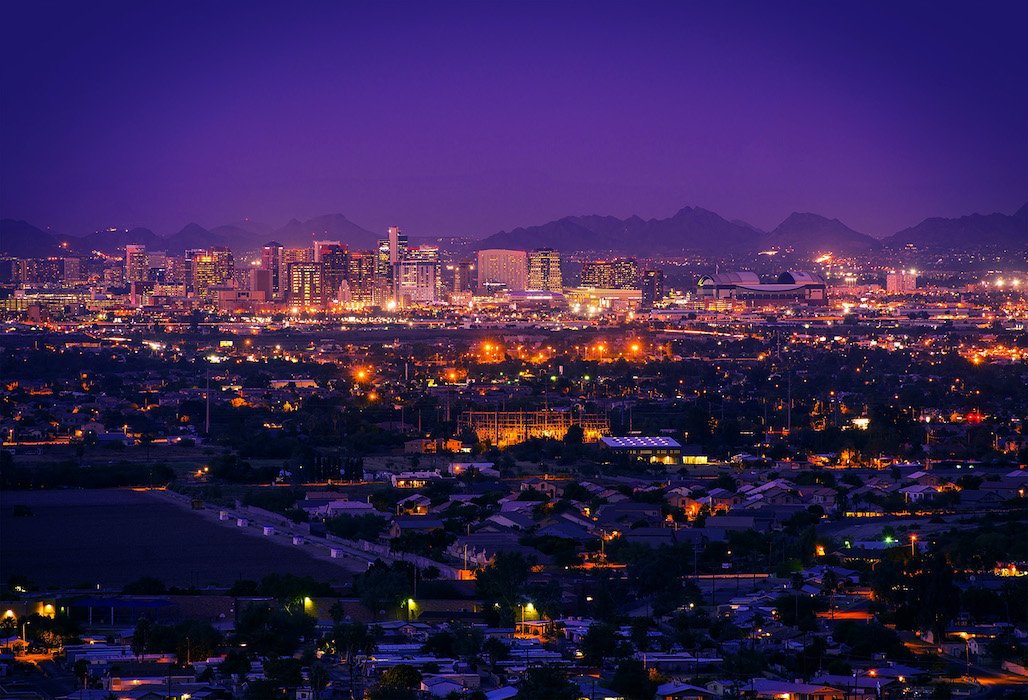 cityscape with light pollution glare