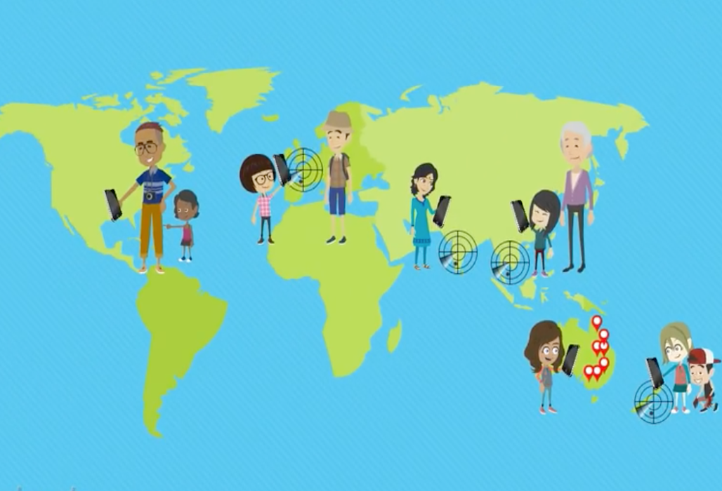 questagame image, people mapped on globe as participants 