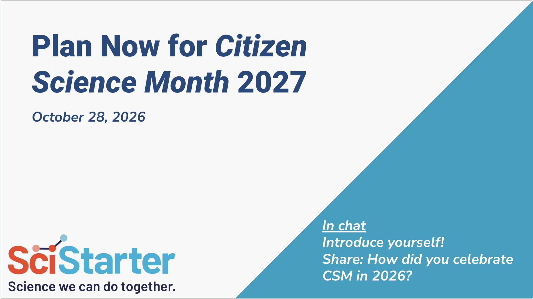 Library Network Webinar: Plan Now for Citizen Science Month 2027